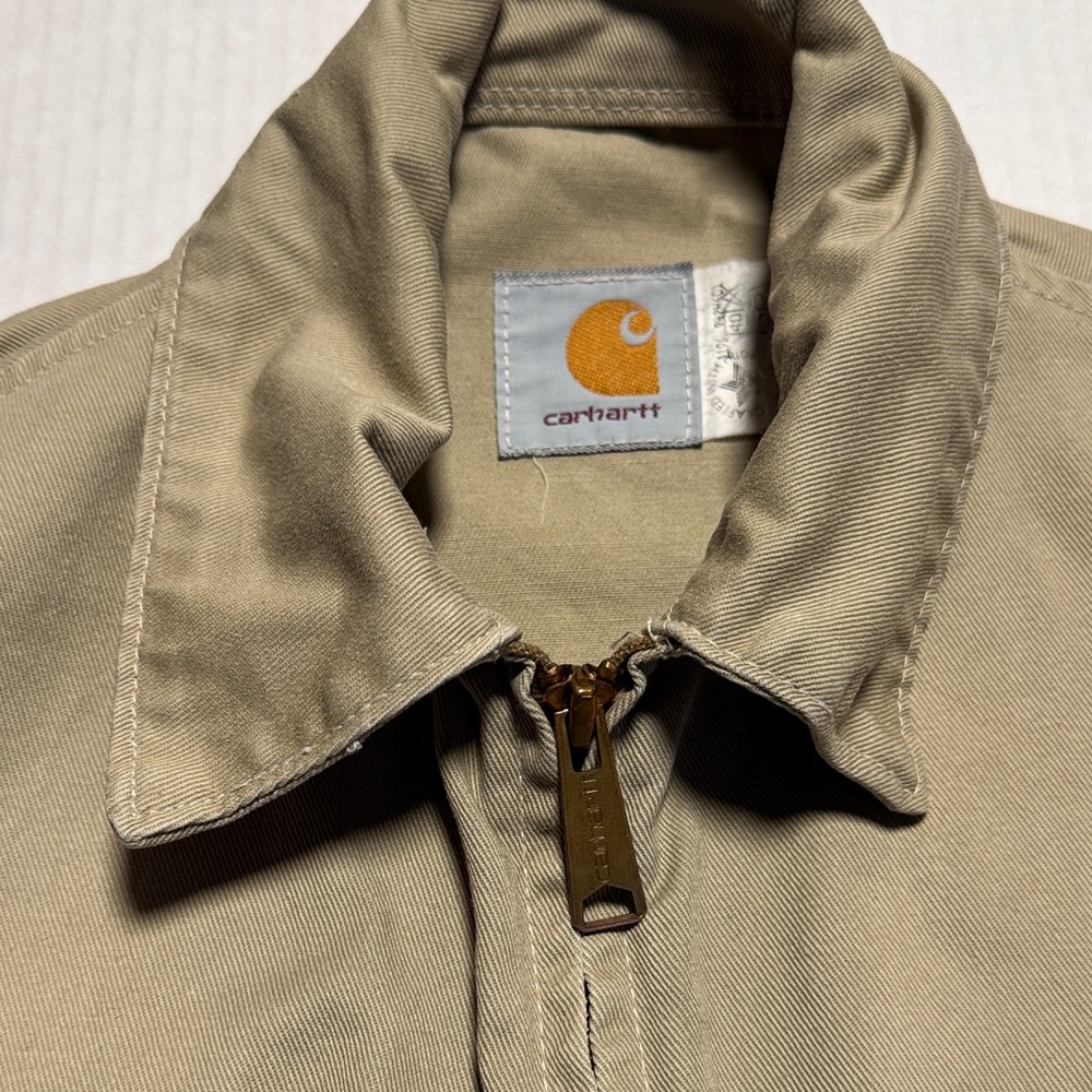 CARHARTT Vintage Detroit Jacket Unlined Made in USA American Script Logo Tan S - Picture 3 of 14
